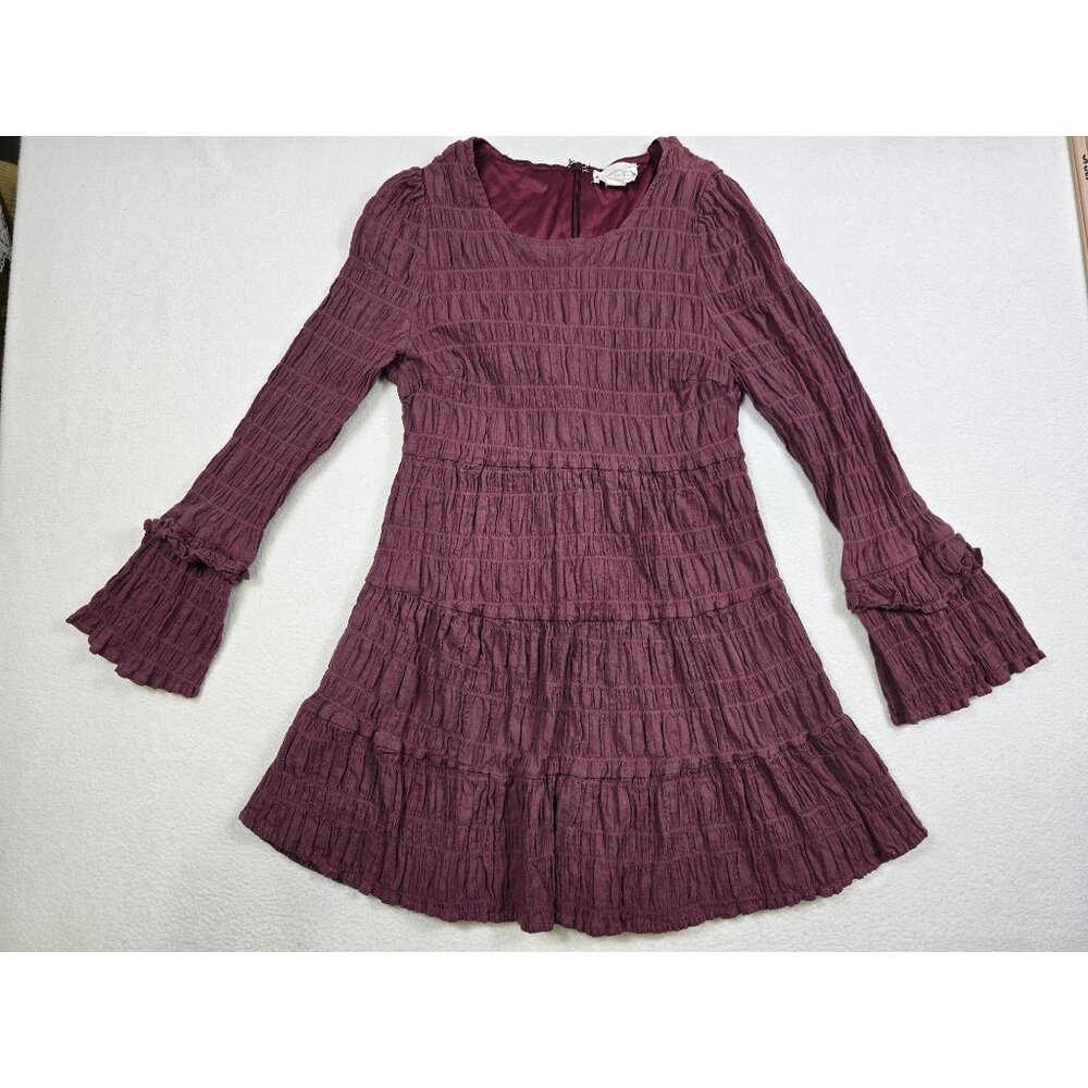 Loveriche Crinkle Tiered Long Sleeve Dress Large Boho Romantic Fairy Renaissance